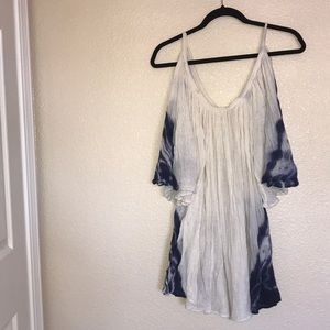 beige and blue dress